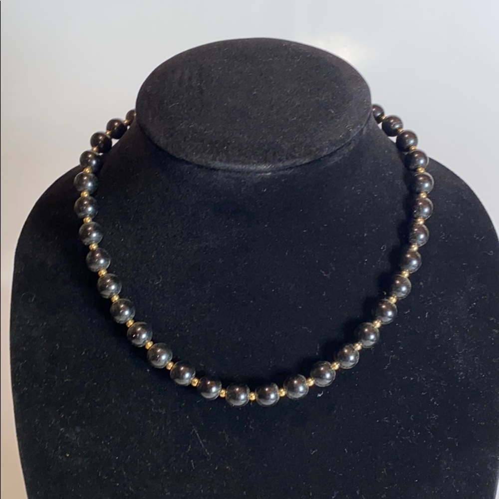 Vintage Black Beaded Necklace